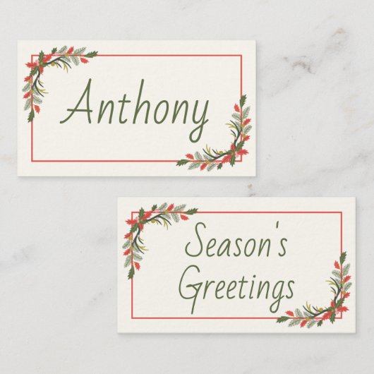 Klassieke kerst plaatskaartje (Voorkant / Achterkant)