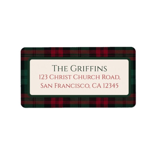 Klassieke Kerst Plaid Adreslabels Etiket (Voorkant)