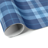 Klassieke kerst Plaid blauw Cadeaupapier (Rol Hoek)