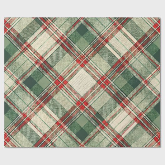 Klassieke Kerst Plaid Cadeaupapier (Vlak)