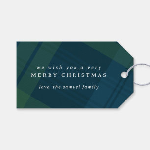 Klassieke kerst plaid eenvoudig gepersonaliseerd cadeaulabel