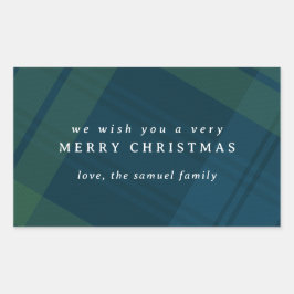 Klassieke kerst plaid eenvoudig gepersonaliseerd rechthoekige sticker