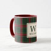 Klassieke Kerst Plaid Familie Naam Monogram Mok (Voorkant links)