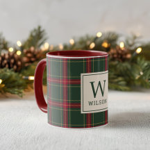 Klassieke Kerst Plaid Familie Naam Monogram
