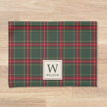Klassieke Kerst Plaid Familie Naam Monogram