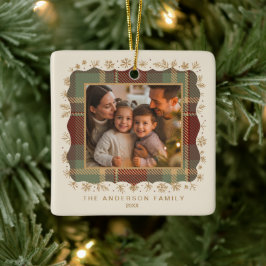 Klassieke Kerst Plaid Foto Sjabloon ID1141A Keramisch Ornament