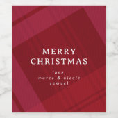 Klassieke kerst plaid gepersonaliseerde rode vakan wijn etiket (Enkel label)
