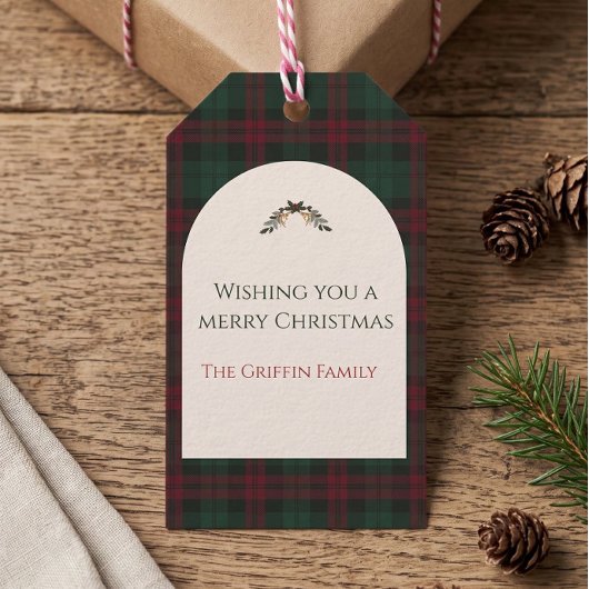 Klassieke Kerst Plaid Gift Tag Cadeaulabel