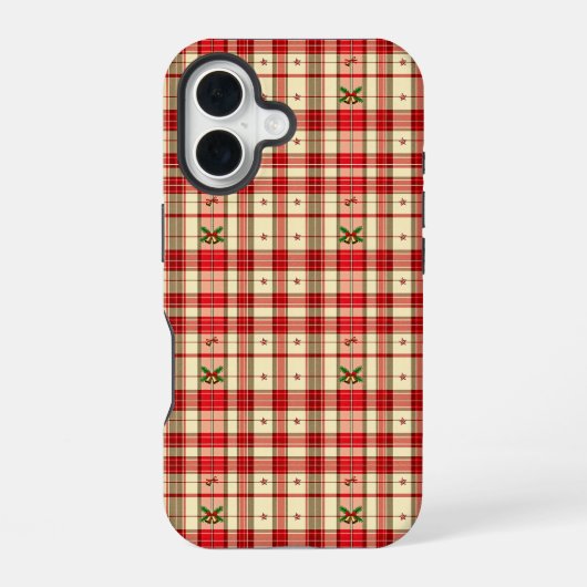 Klassieke Kerst Plaid iPhone 16 Hoesje (Achterkant)
