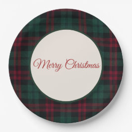 Klassieke Kerst Plaid Prettig Kerstfeest Papieren Bordje