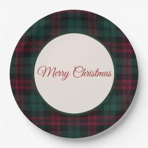 Klassieke Kerst Plaid Prettig Kerstfeest Papieren Bordje