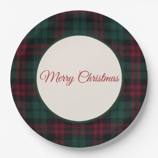 Klassieke Kerst Plaid Prettig Kerstfeest Papieren Bordje