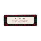 Klassieke Kerst Plaid Retouradreslabels Etiket (Voorkant)