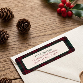 Klassieke Kerst Plaid Retouradreslabels Etiket
