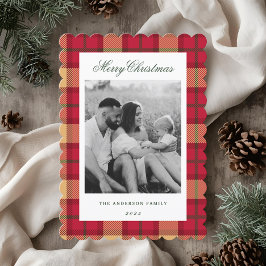 Klassieke Kerst Plaid Tweezijdige Familie Foto Feestdagenkaart