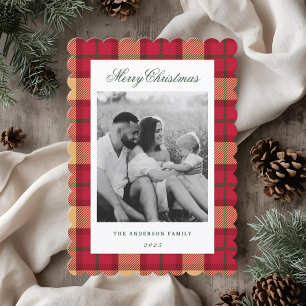 Klassieke Kerst Plaid Tweezijdige Familie Foto Feestdagenkaart