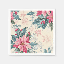 Klassieke Kerst Poinsettia Bloemen Papier Servet