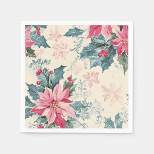 Klassieke Kerst Poinsettia Bloemen Papier Servet