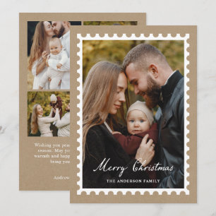 Klassieke Kerst Postzegel 5 Foto Feestdagenkaart