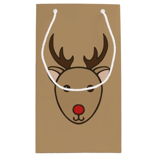 Klassieke kerst rendier geschenk tas klein cadeauzakje (Achterkant)