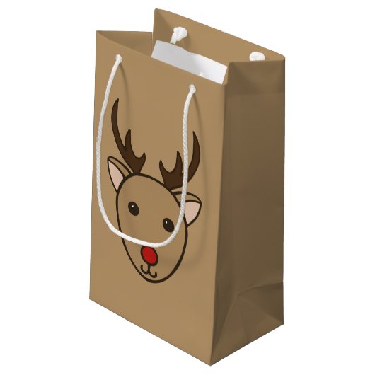 Klassieke kerst rendier geschenk tas klein cadeauzakje (Achterkant Gekanteld)