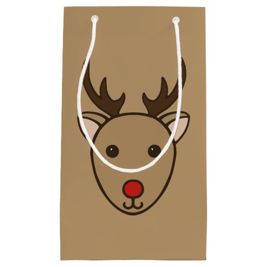 Klassieke kerst rendier geschenk tas klein cadeauzakje (Voorkant)