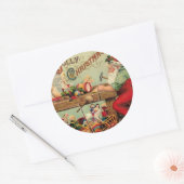 Klassieke Kerst Retro Kerstmis Persoonlijk Ronde Sticker (Envelop)