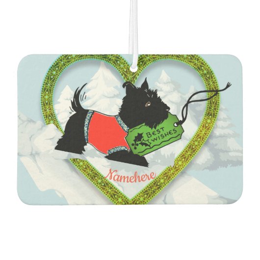 Klassieke kerst, Retro Scotty Dog, Air Freshener Luchtverfrisser (Voorkant)