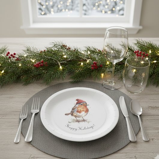 Klassieke Kerst Robin, op maat gemaakt  Papieren Bordje