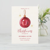 Klassieke kerst rode bal  kaart (Staand voorkant)