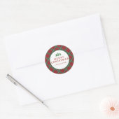 Klassieke Kerst Rode Geruite Boom Sticker (Envelop)