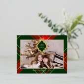 Klassieke Kerst Rode Groen Geplaagd Foto Folie Feestdagen Briefkaart (Staand Voorkant)