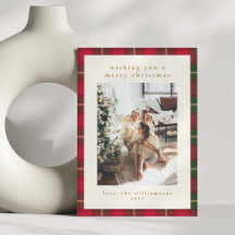 Klassieke Kerst Rode Groene Geruite Portretfoto