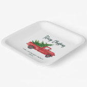 Klassieke Kerst Rode Vrachtwagen Script Vakantie C Papieren Bordje (Gebogen)