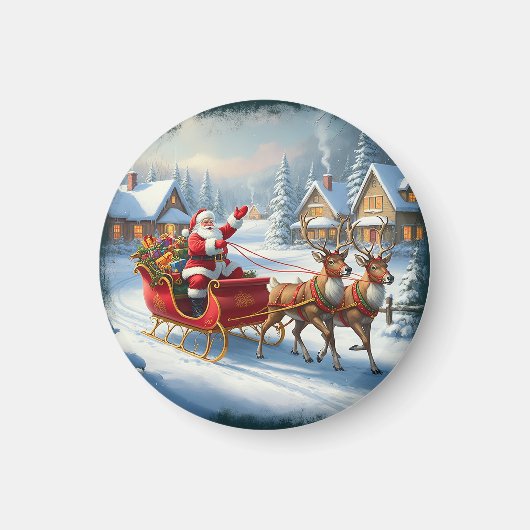 Klassieke kerst ronde ornament magneet (Voorkant)