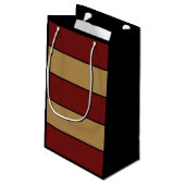 Klassieke Kerst Rood en Gouden Strepen Klein Cadeauzakje (Achterkant Gekanteld)