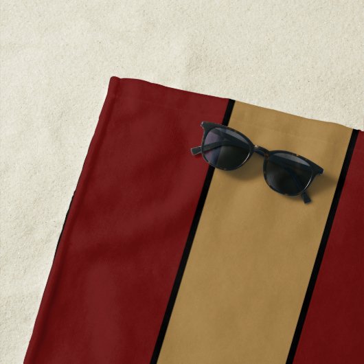 Klassieke Kerst Rood en Gouden Strepen Strandlaken (In situ)