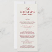 Klassieke Kerst Rood & Goud Kalligrafie Menu Kaart (Voorkant)