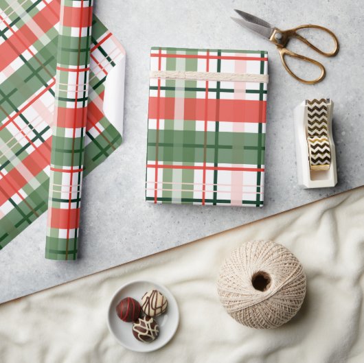 Klassieke kerst rood groen en wit plaid cadeaupapier (Crafts)