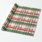 Klassieke kerst rood groen en wit plaid cadeaupapier (Uitgerold)