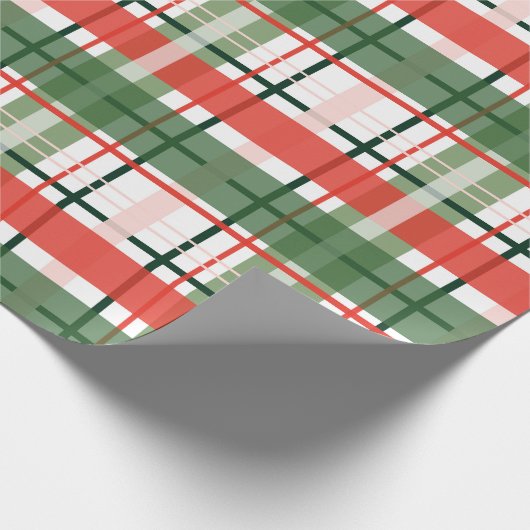 Klassieke kerst rood groen en wit plaid cadeaupapier (Hoek)