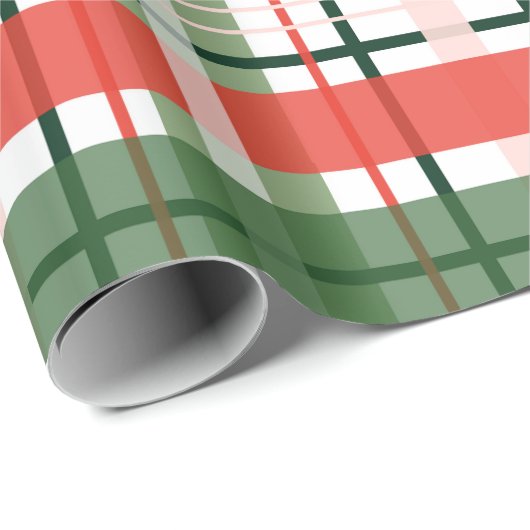 Klassieke kerst rood groen en wit plaid cadeaupapier (Rol Hoek)
