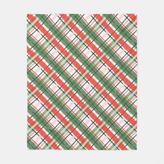 Klassieke kerst rood groen en wit plaid fleece deken (Voorkant)