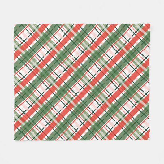 Klassieke kerst rood groen en wit plaid fleece deken (Voorkant (Horizontaal))