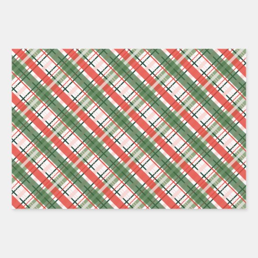 Klassieke kerst rood groen en wit plaid inpakpapier vel (Voorkant 3)