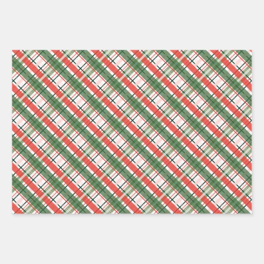 Klassieke kerst rood groen en wit plaid inpakpapier vel (Voorkant 2)