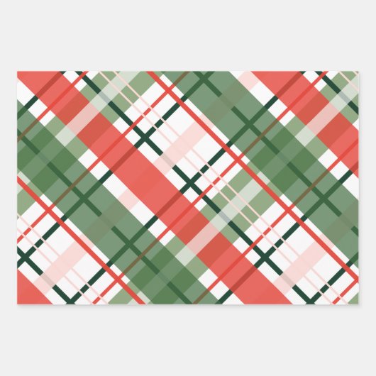 Klassieke kerst rood groen en wit plaid inpakpapier vel (Voorkant)