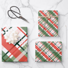 Klassieke kerst rood groen en wit plaid inpakpapier vel