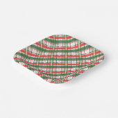 Klassieke kerst rood groen en wit plaid papieren bordje (Gebogen)
