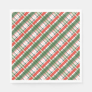 Klassieke kerst rood groen en wit plaid servet